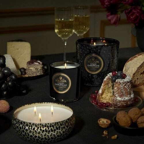 Voluspa Maison Noir 3 Wick Tin Candle Crisp Champagne 340g