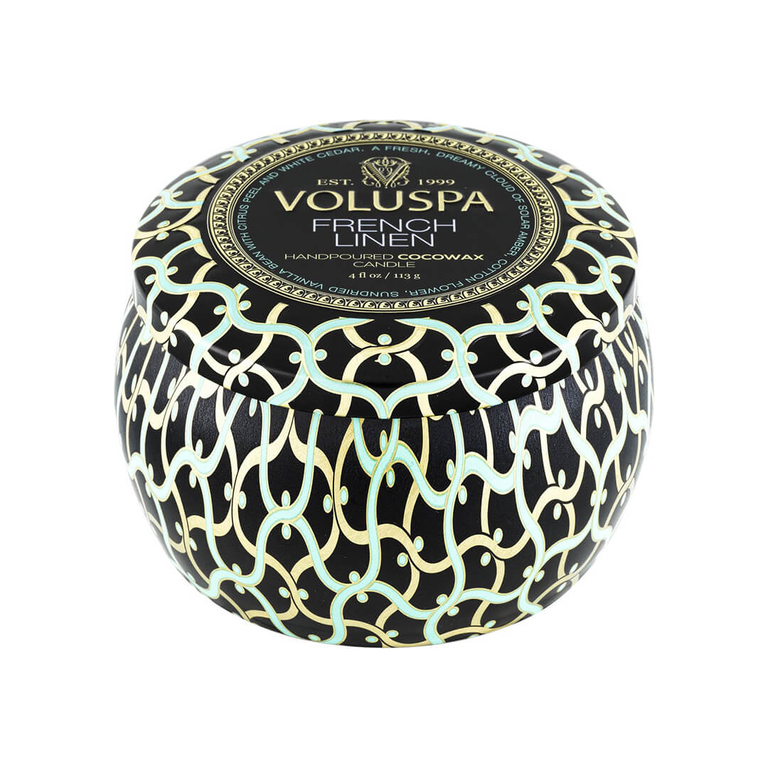 Voluspa Maison Noir Mini Tin Candle French Linen 113g