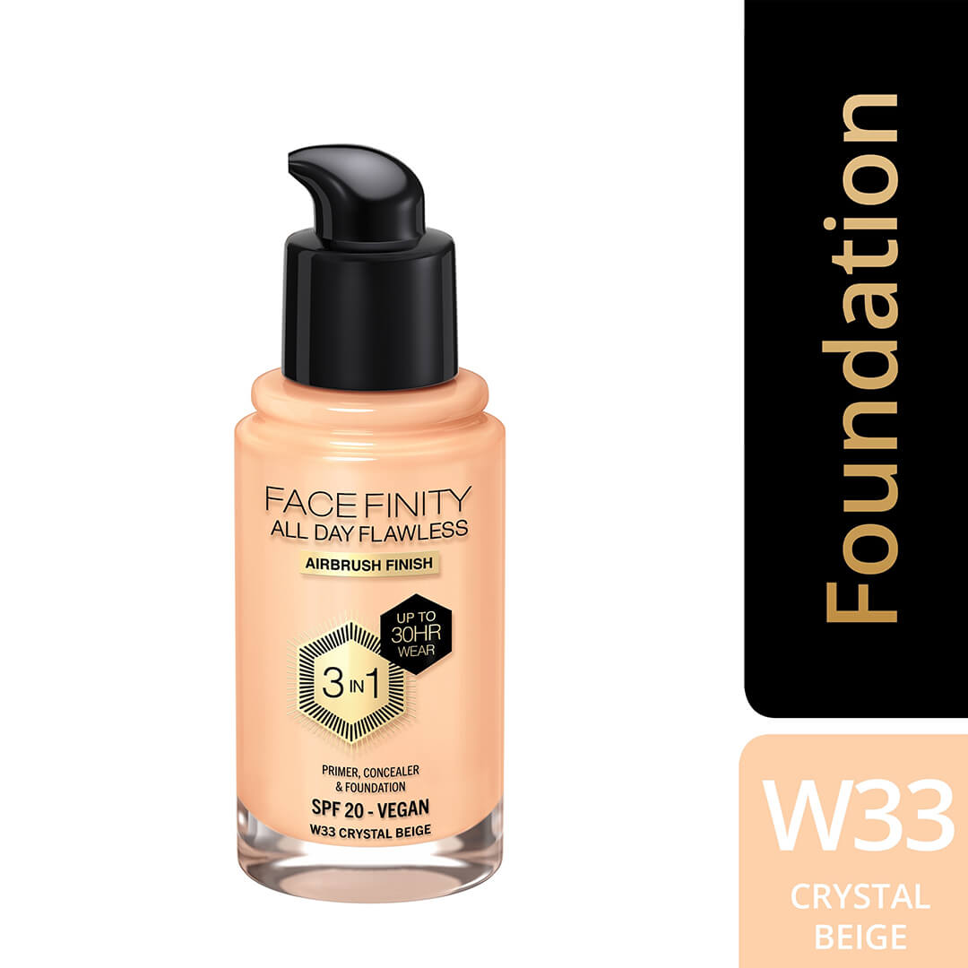 Max Factor Facefinity All Day Flawless 3 In 1 Foundation Crystal Beige 033 30 ml