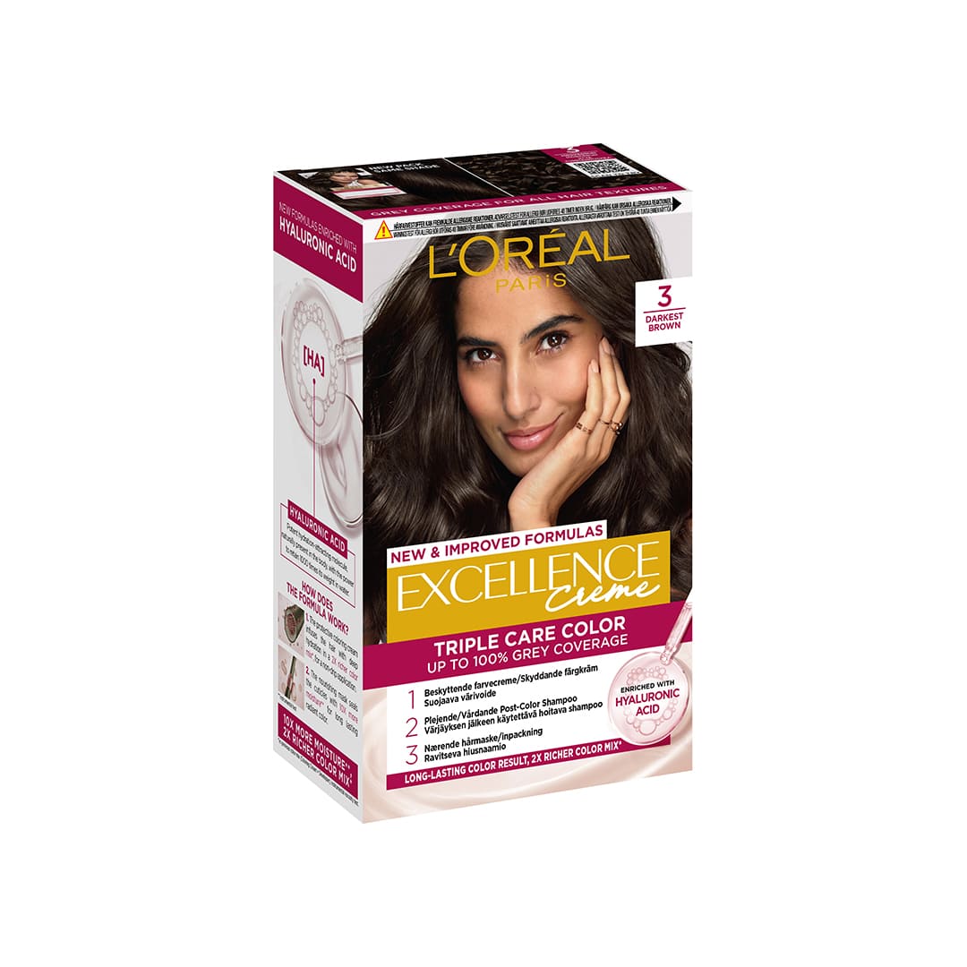 Loreal Paris Excellence Creme Permanent Hair Color 3 Mörkbrun